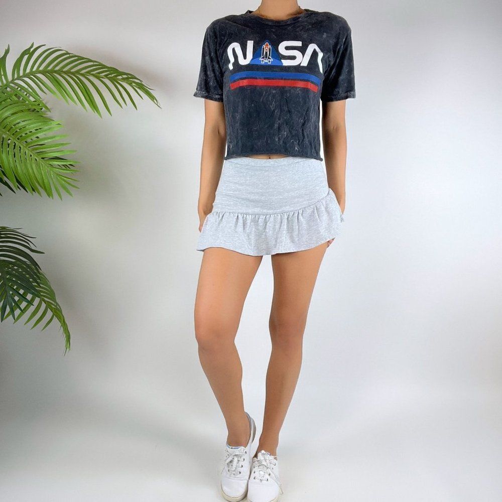Vintage Y2K Black Indie Grunge Cropped NASA Casual Graphic Tee / Size: XS